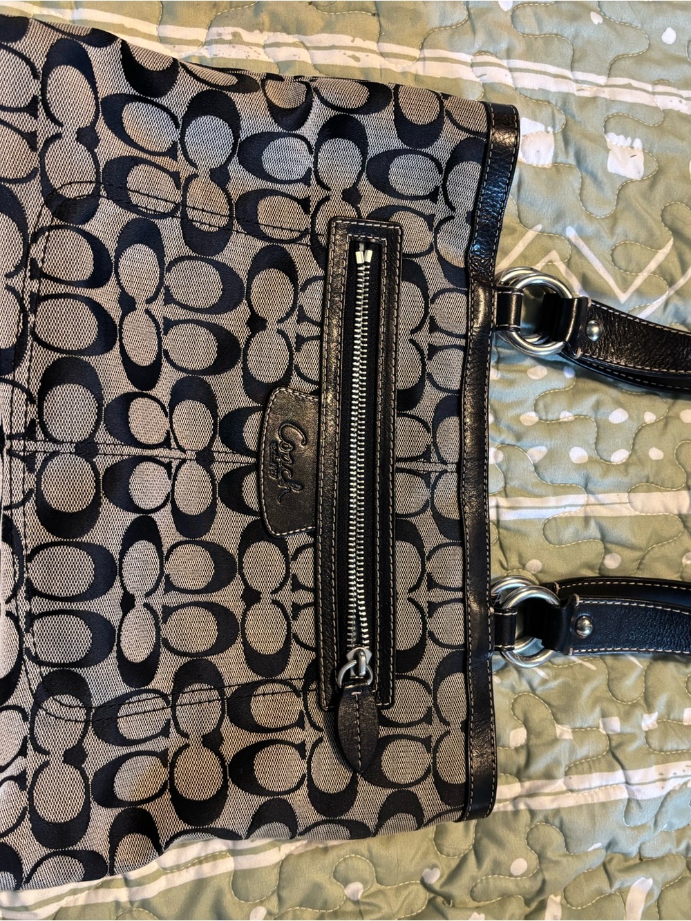 Coach Black and Gray Signature Canvas Tote